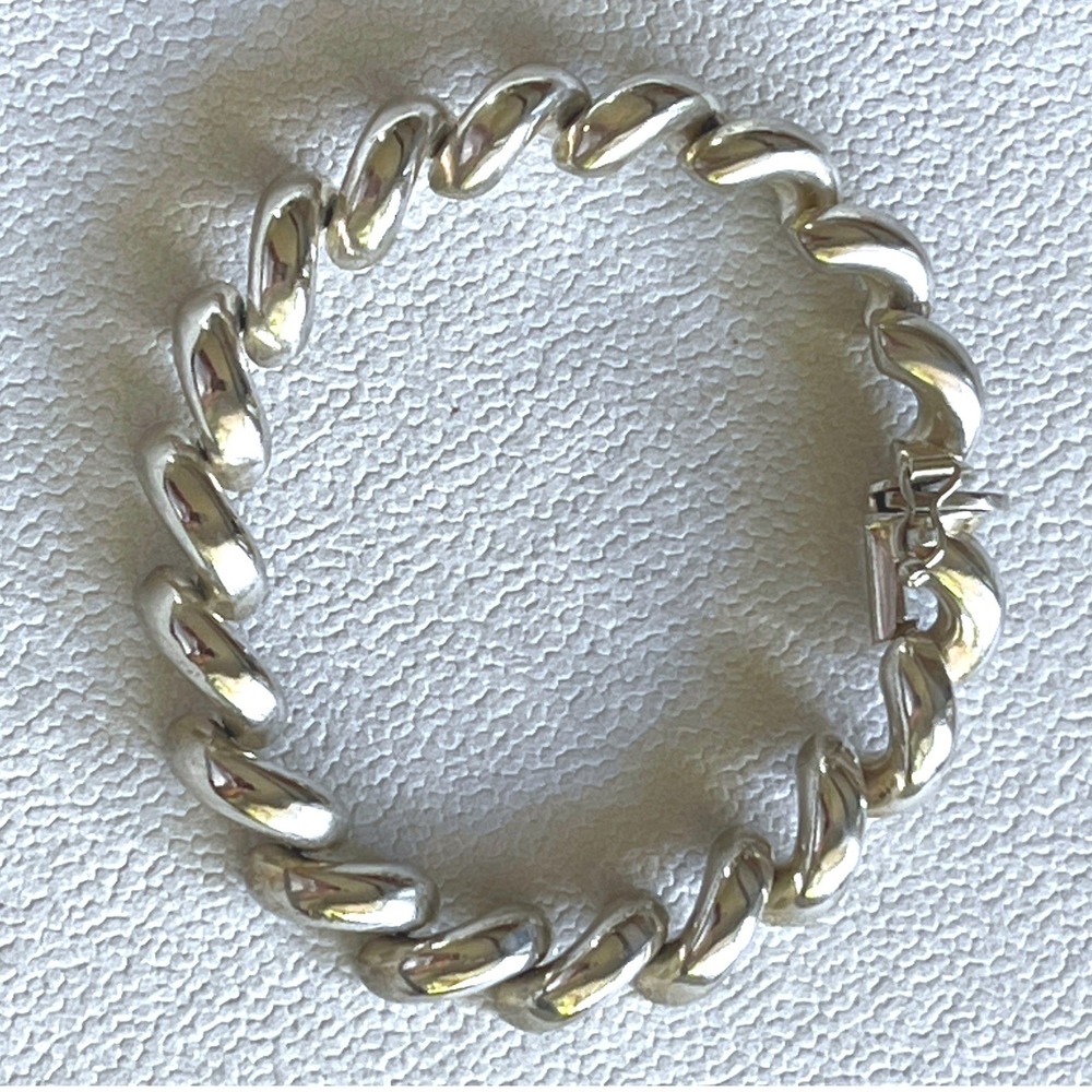 Vintage Italy 925 Sterling Silver San Marco Macaroni Link Bracelet 23g 7"inch